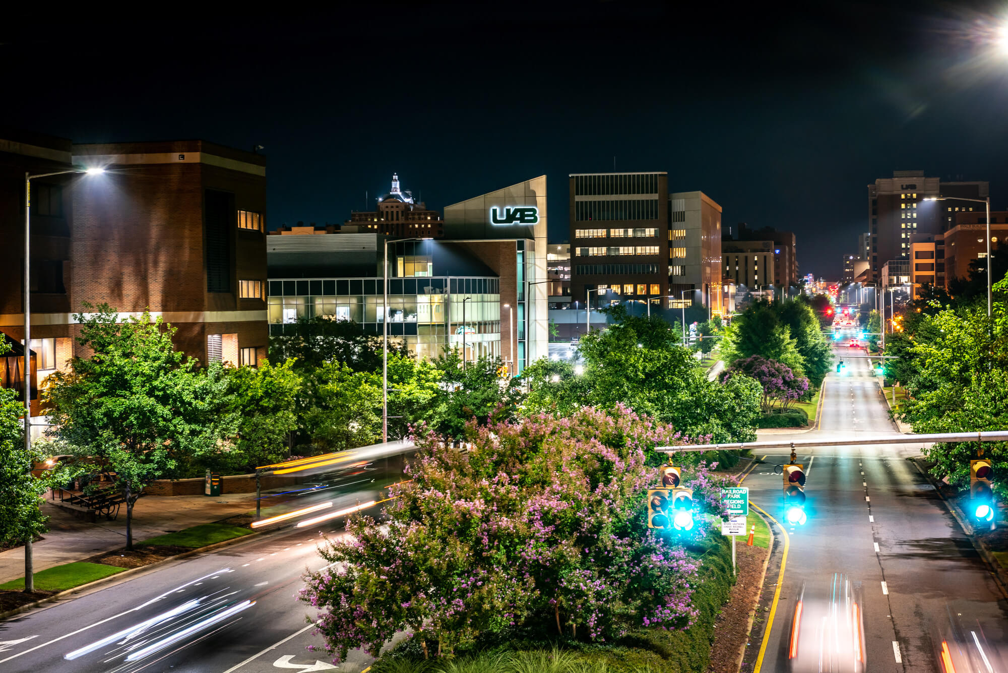 University Boulevard at night, 2018.