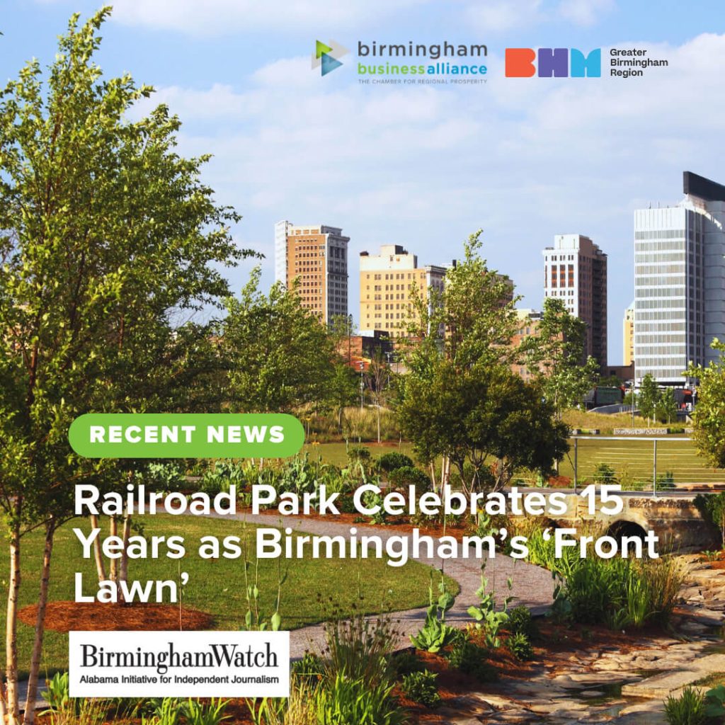 Railroad park graphic explaining Birmingham Watch article